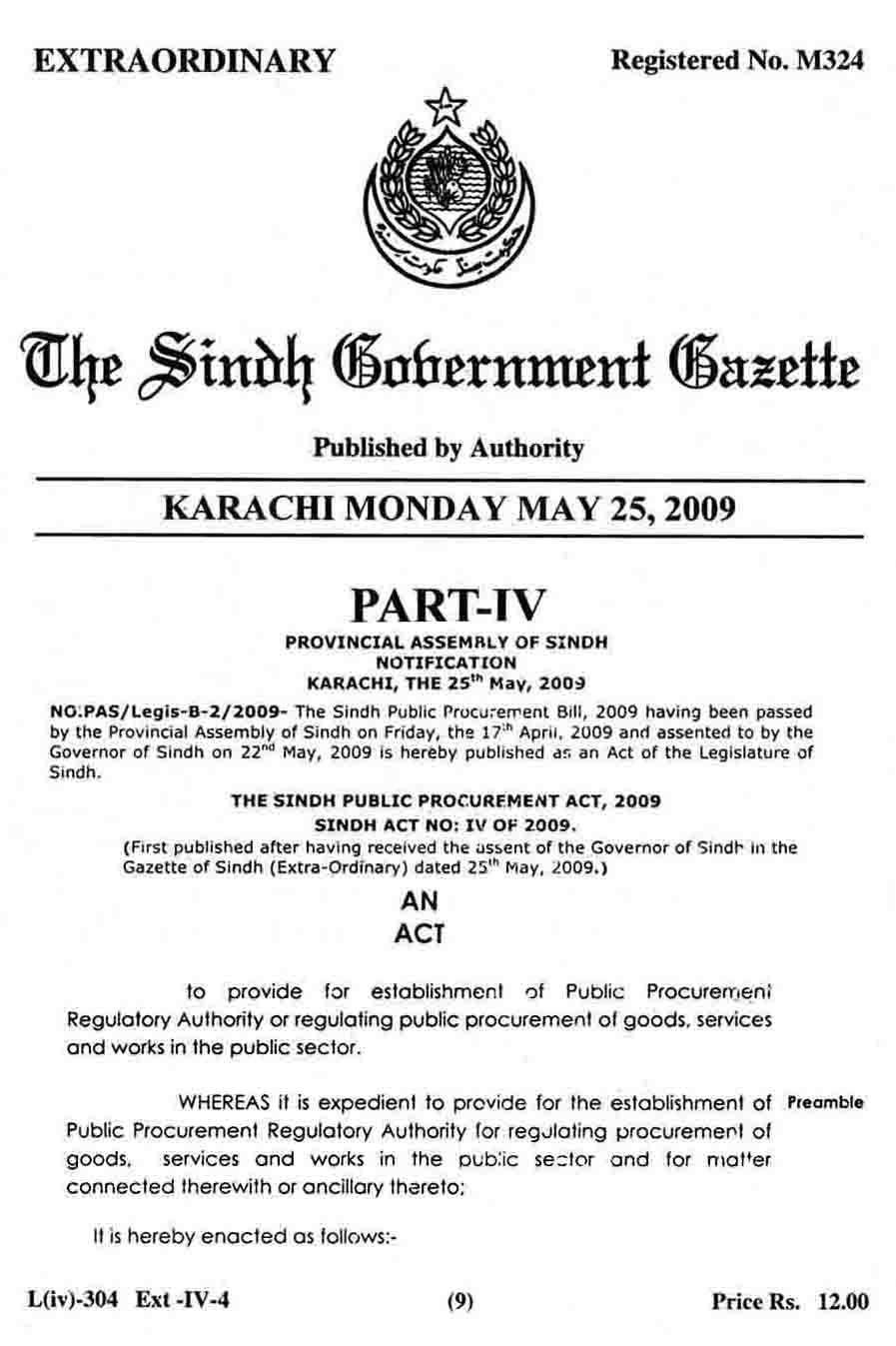 GAZETTE Page No.2, SPPRA SINDH PUBLIC PROCUREMENT REGULATORY AUTHRITY